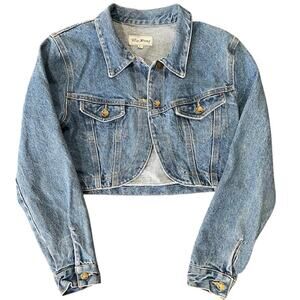 VTG Paris Blues Cropped Denim Jean Jacket Womens L Bolero Button Light Wash USA